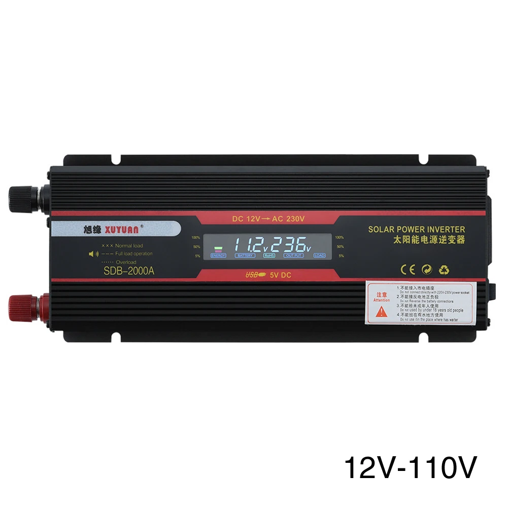 6000W Voltage Trucks Indicator Lamp LCD Display Convertor USB Universal Socket Black Car Inverter Transformer Modified Sine Wave |