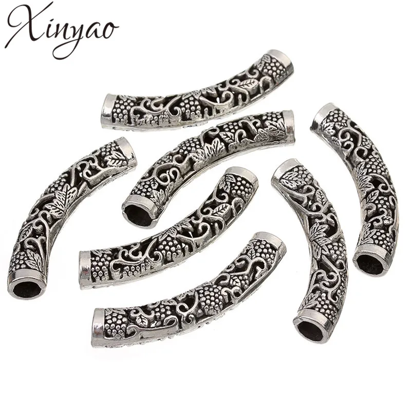 10 шт./лот изогнутые серебряные бусины разделители в античном стиле соединители