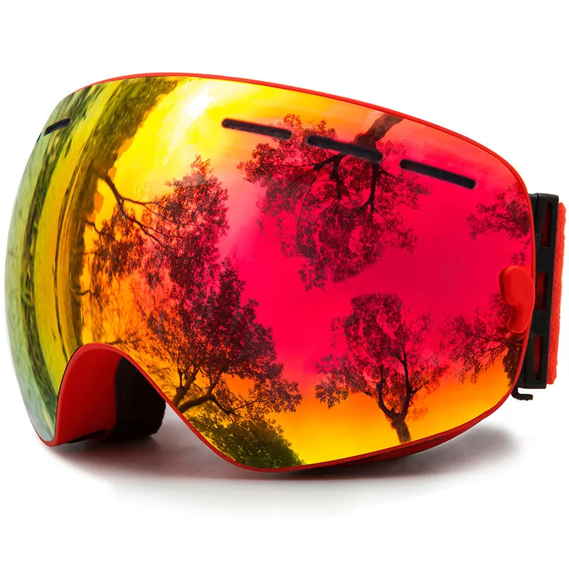C1 Red Red Лыжные очки, JULI, бренд, двухслойные, UV400, защита от запотевания, лыжная маска, очки для катания на лыжах, мужчин, женщин, снежные спортивные очки для сноуборда - Цвет: C1 Red Red
