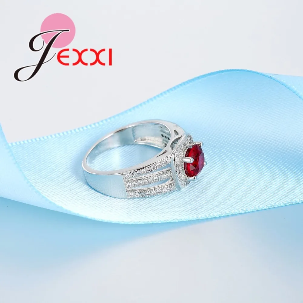 

Top Red CZ Cut Ring Unique Shaped Rings for Wedding 925 Sterling Silver Silver Women Jewelry Anillos Mujer Gift