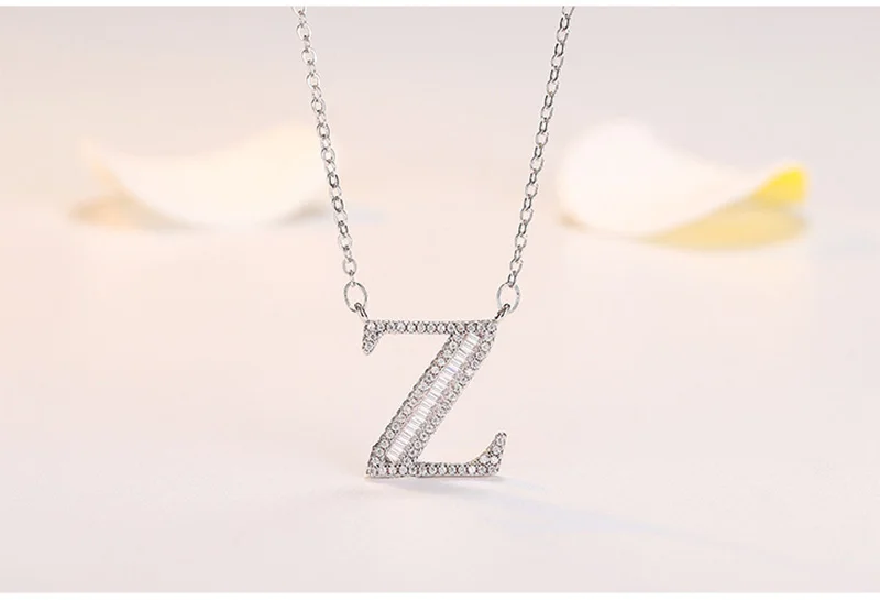 necklace Z Модная подвеска с инициалами ожерелье s подвеска со стразами лучший друг подарок милые 26 цепочки с буквами Ожерелье Воротник Имя ювелирные изделия - Окраска металла: necklace Z