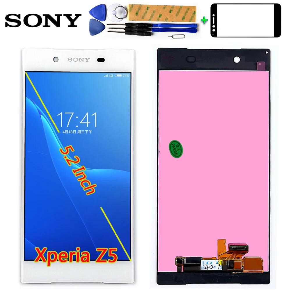 Sony Xperia Z5 E6603 E6633 E6653 E6683 5,2 дюймовый ЖК-дисплей 1920*1080 кодирующий преобразователь сенсорного экрана в сборе рамка бесплатные инструменты стеклянная пленка