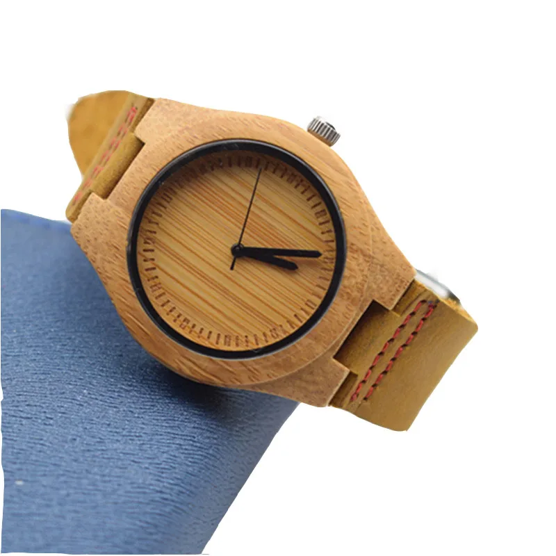 Часы ведущей марки из бамбукового дерева для женщин с ремешком натуральной кожи