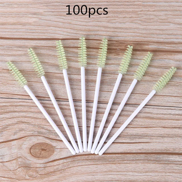 100pcs 50/100 шт одноразовые щеточки с тушью для ресниц Аппликатор палочки, удлинительные ресницы щетки и гребни для волос силикон, кисти для макияжа инструменты Розовый - Handle Color: 100pcs