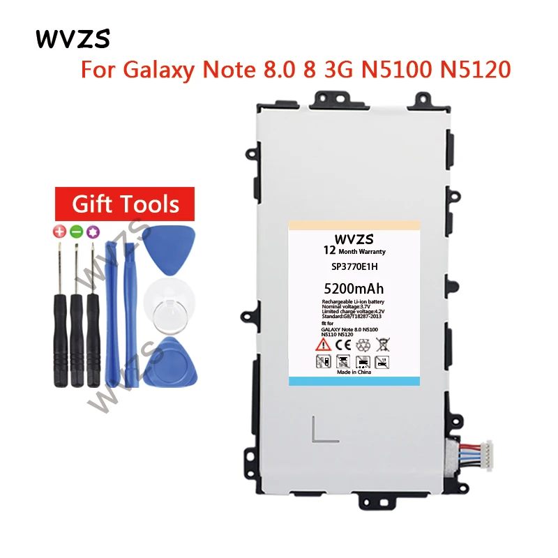 Wvzs 5200 мАч литий-полимерный аккумулятор для планшета SP3770E1H samsung Galaxy Note 8 0 3g GT-N5100