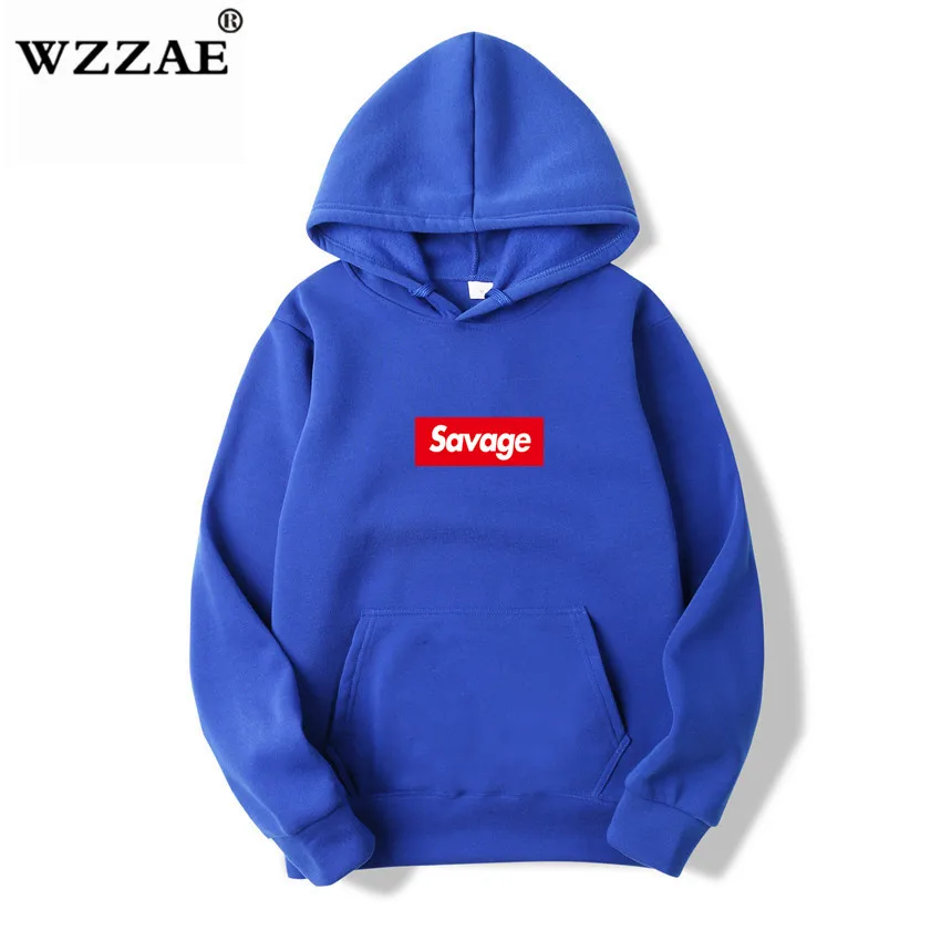 WZZAE Новинка 21 Savage уличная одежда шерсть хлопок Suprem толстовки Parody No Heart X Savage Толстовка для мужчин и женщин хип-хоп - Цвет: Blue 1