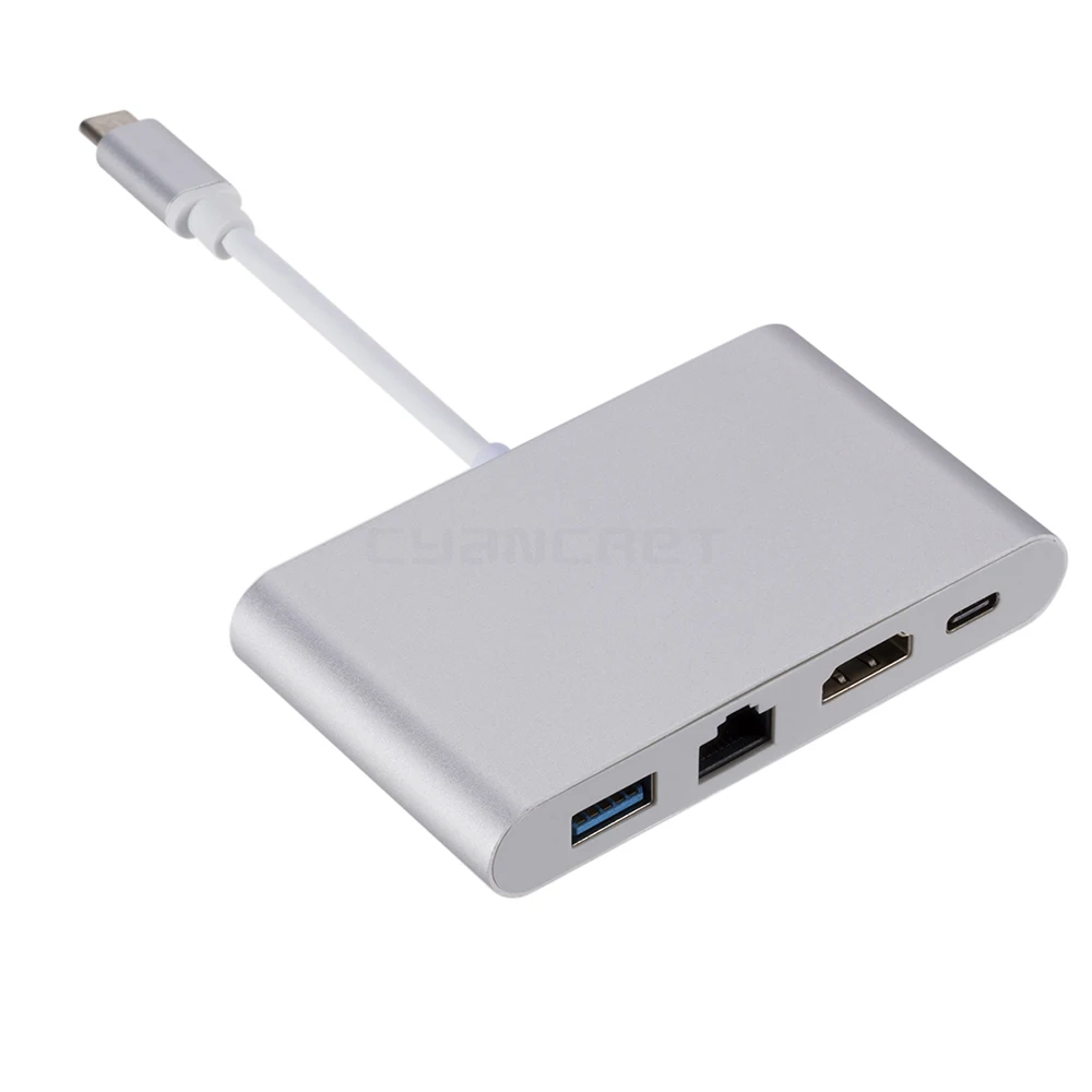 Адаптер Type C USB 3 1 к HDMI 0 RJ45 Ethernet type-C концентратор док-станция конвертер Поддержка 4K