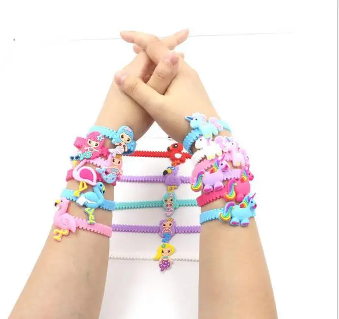 20 шт./лот милый Единорог Фламинго Русалка wristband силикона для детей костюм на день