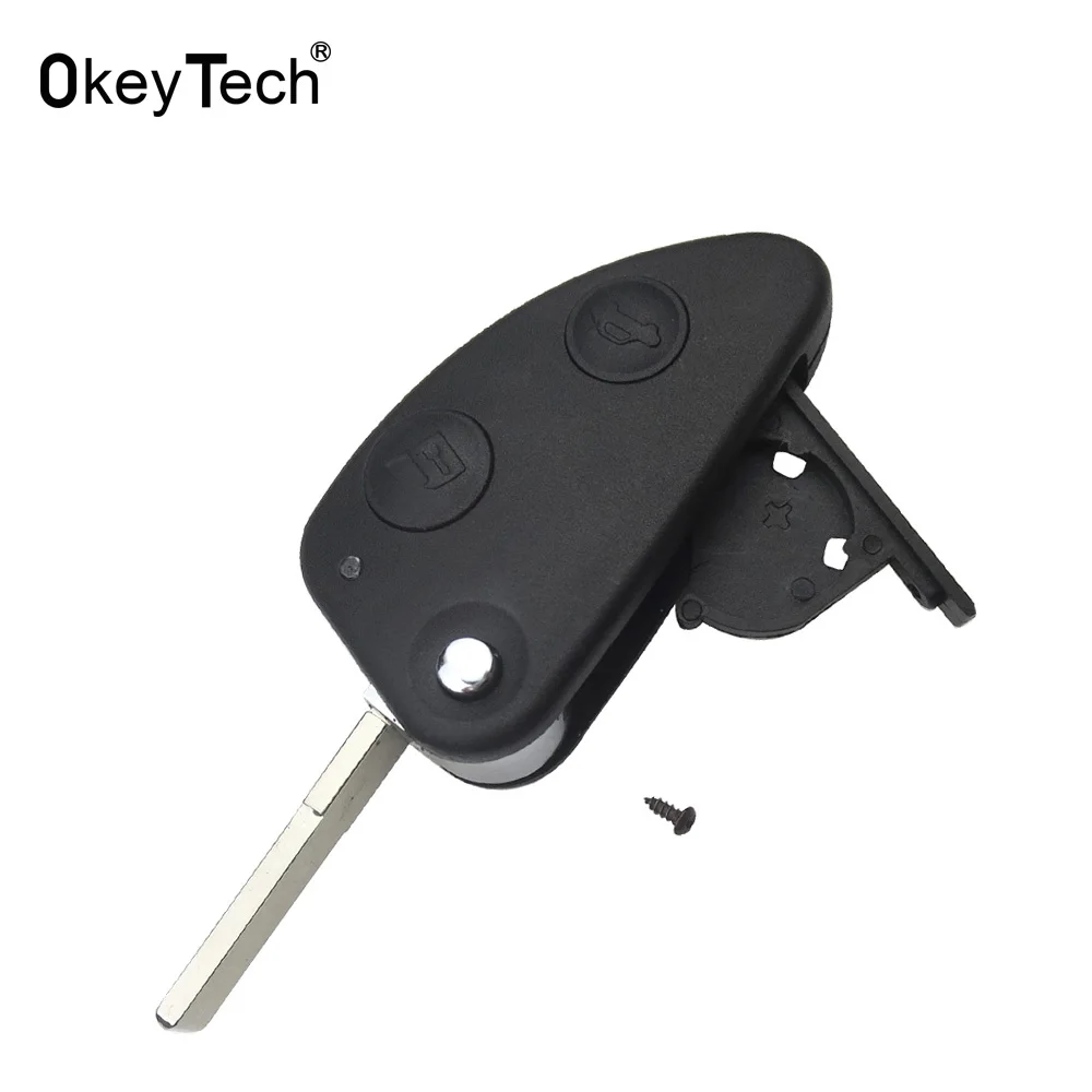 

Okey Tech For Alfa 147 156 166 GT 2 Buttons Flip Folding Remote Car Key Shell Uncut Blade Cover Case Uncut Blade
