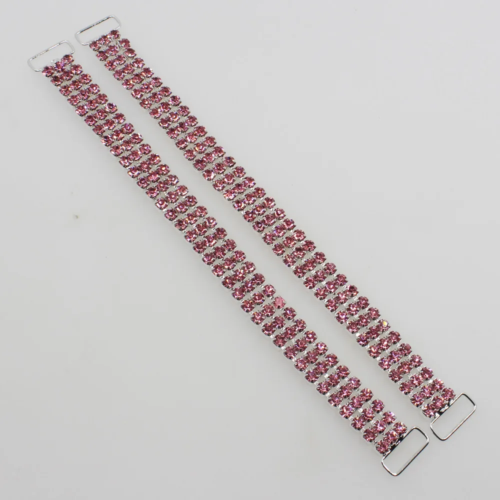 Высокое качество 2 шт. 3 ряда розовые стразы Соединительные элементы для бикини с