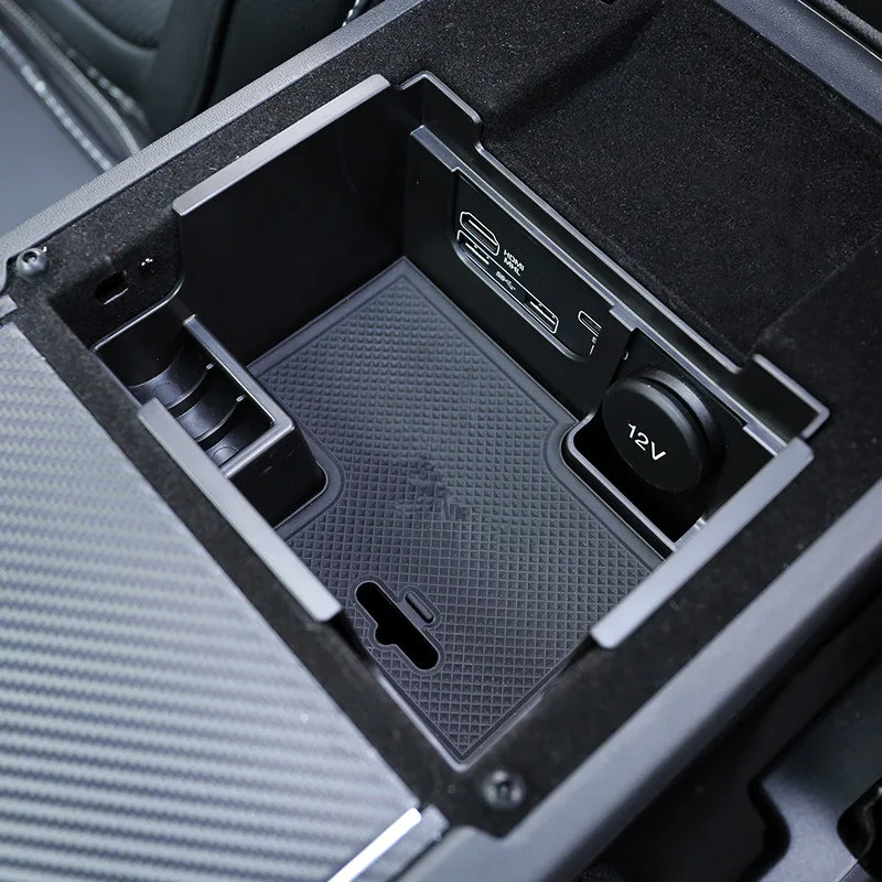 

1pcs Black Accessories Central Storage Armrest Container Pocket Organizer Holder Box for Jaguar XE X760 2015 2016 2017