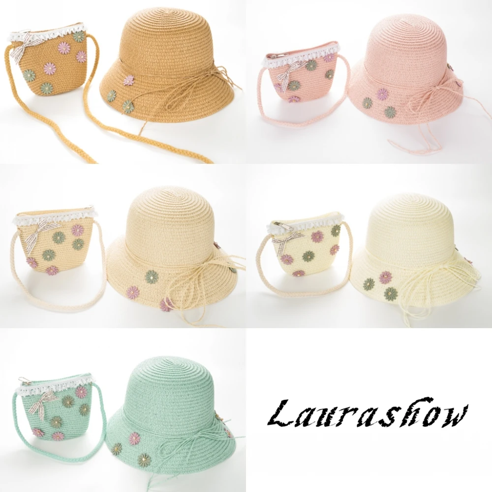 Детская летняя соломенная шляпа с цветами от Laurashow для детской пляжной шляпы