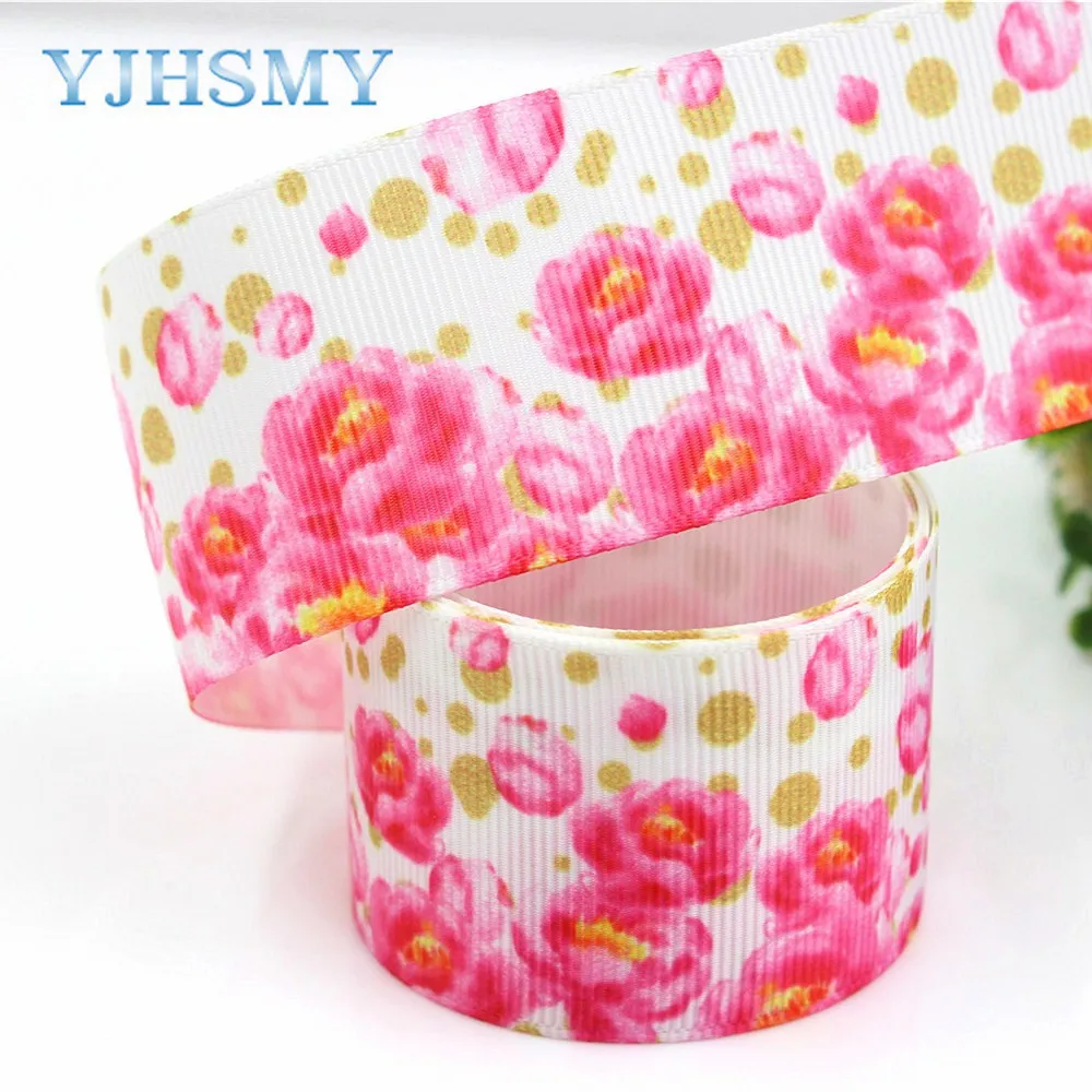 YJHSMY C-18317-51 38 мм 5 ярдов весенние цветочные печатные корсажные ленты DIY аксессуары