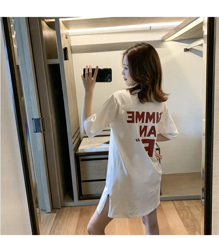 2020 summer new Korean web celebrity short-sleeved T-shirt + irregular denim skirt set for two pieces |