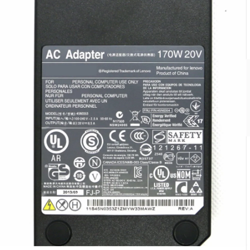 Новый оригинальный адаптер для ноутбука Lenovo Thinkpad W700 W701DS 42T5284 42T5289 42T5288 45N0117 45N0118 20 в