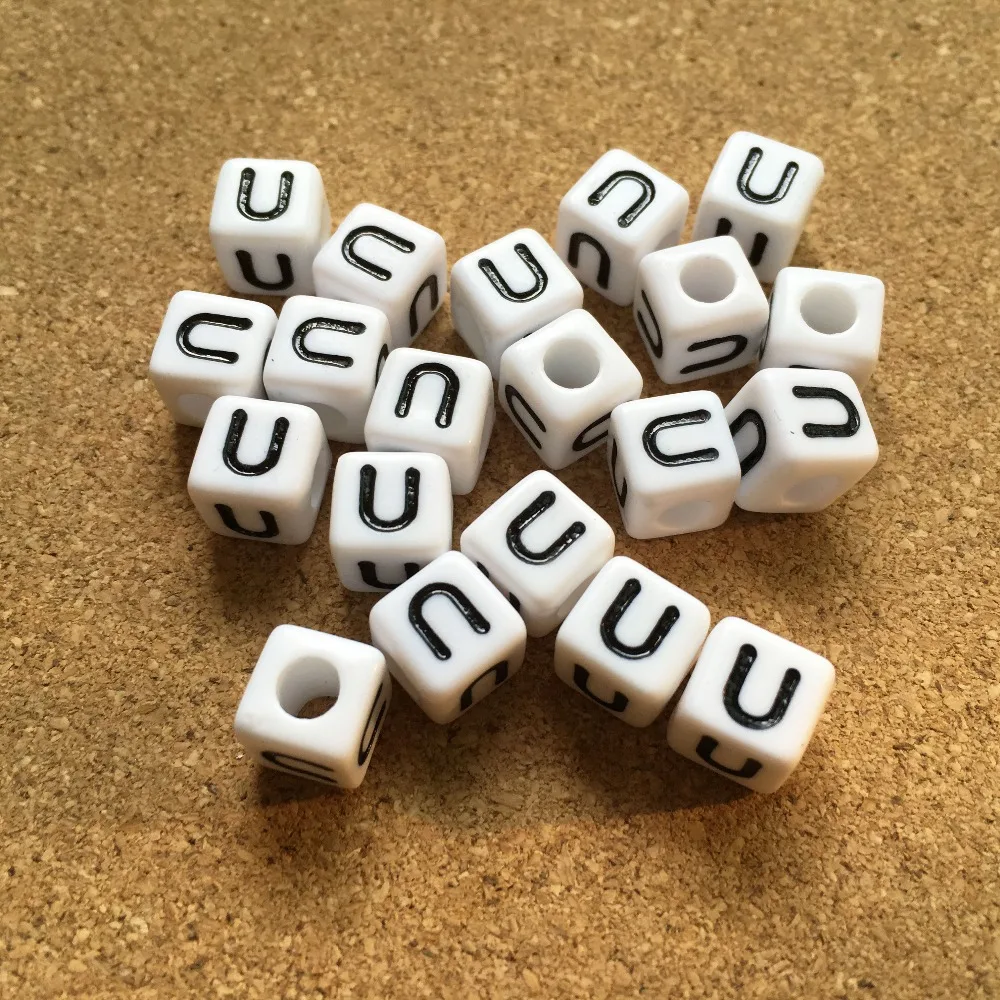 

Single English Character U Printing Square Alphabet Jewelry Plastic Beads 1100pcs 8*8MM Acrylic Letters Cube Beads Fit Ornaments