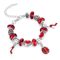 bk hot sell european silver charm bracelet for women with murano glass beads diy jewelry