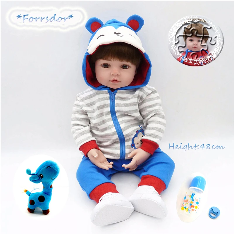 BeBe Кукла Reborn 48 см Силиконовые Реалистичные bebe регенерации кукла Для мальчиков и