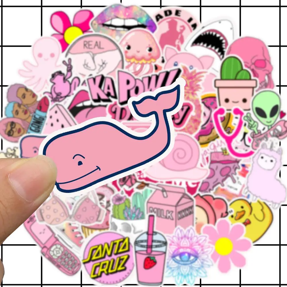 50 шт. ПВХ водонепроницаемый для девочек Kawaii розовый забавный стикер игрушки багаж наклейка s для автомобиля и чемодана Мода ноутбук наклейки s