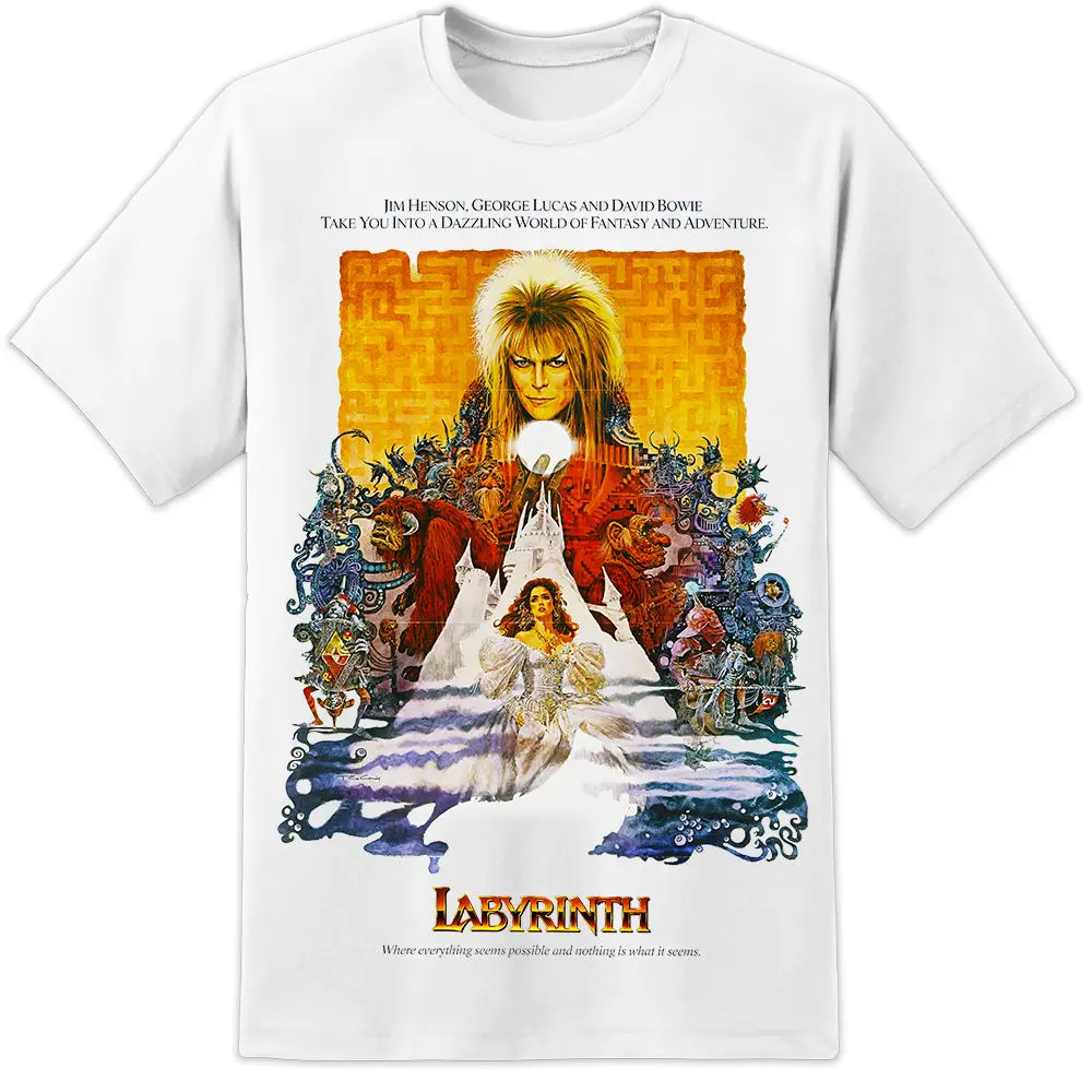 2019 Забавный лабиринт в стиле старых плакатов с героями мультфильмов футболка
