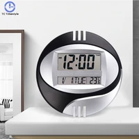 snooze led wall clock mute bracket electronic clocks lcd calendar temperature digital home kitchen office smart desktop large