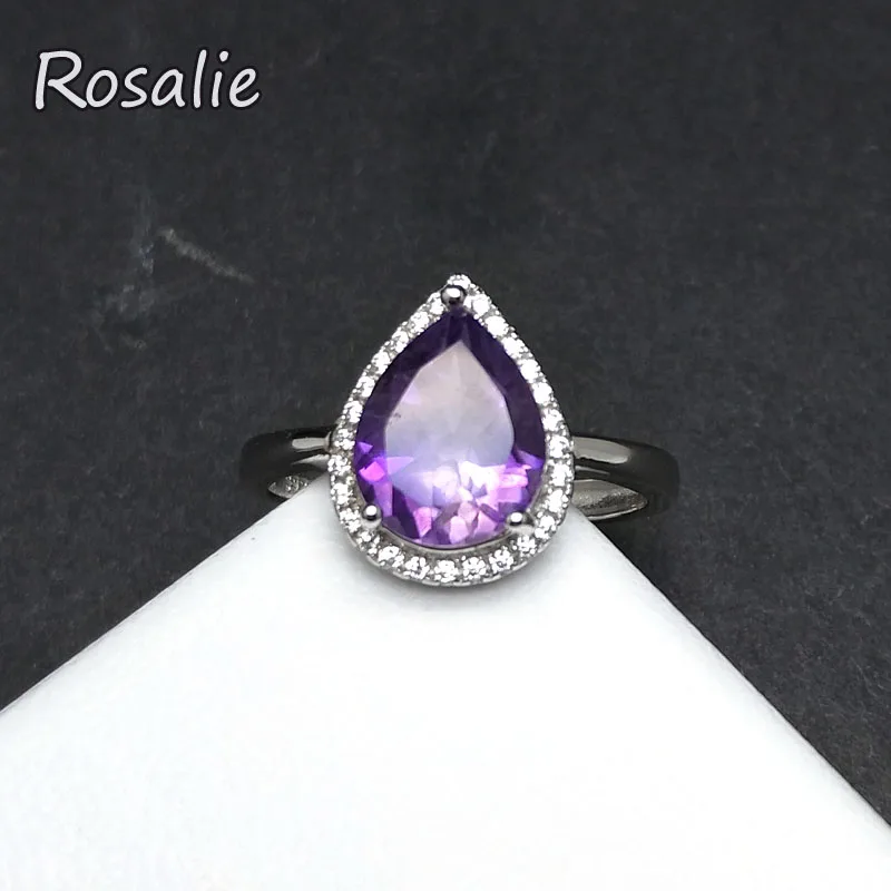 Rosalie 10ct up 925 Sterling Silver Jewelry Sets Natural Amethyst Necklaces Rings for Women Gemstone fine jewelry with gift box | Украшения