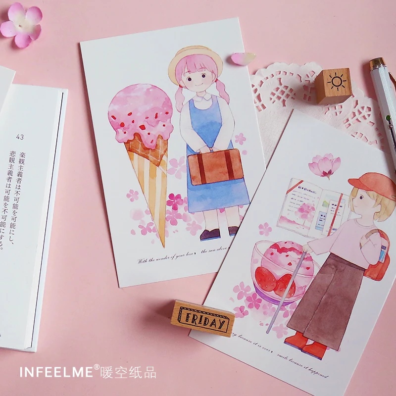 Infeel.me Sakura cho открытка-закладка поздравительная открытка бумага для письма 1 лот =