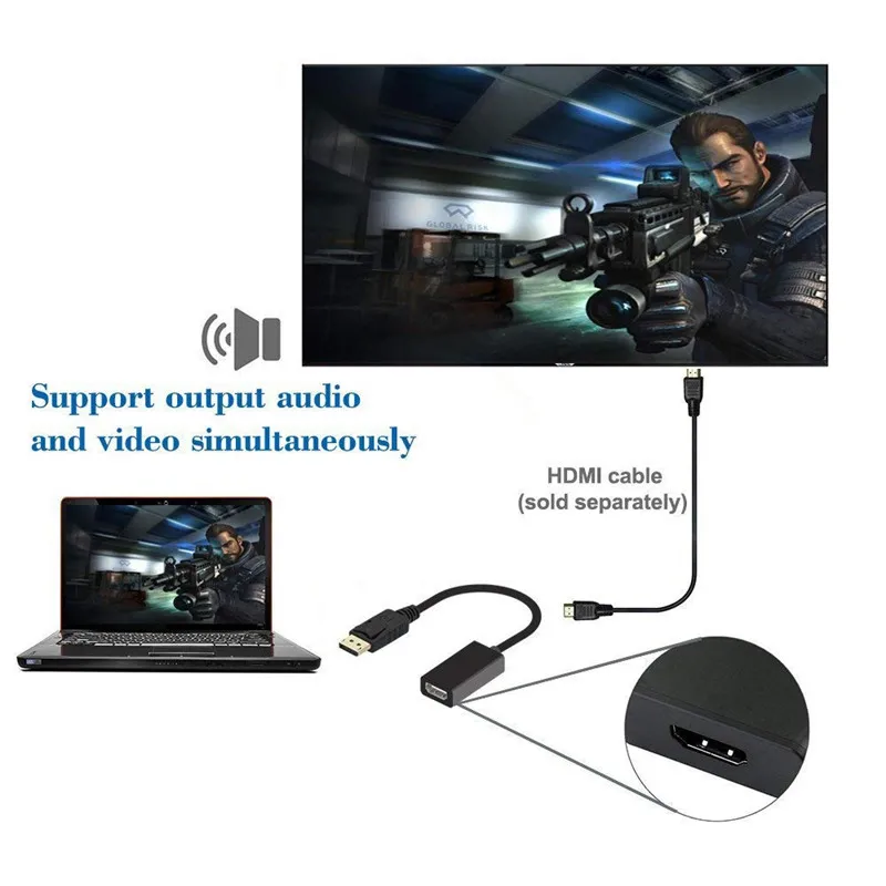 DP к HDMI 1080P позолоченный порт дисплея папа HDTV женский кабель видео монитор адаптер