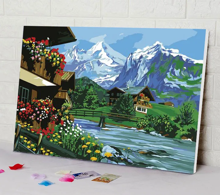 11 style Картина маслом по номерам diy картина Рисование окраска на холсте Живопись вручную настенная краска по номерам пейзаж - Цвет: 11 style