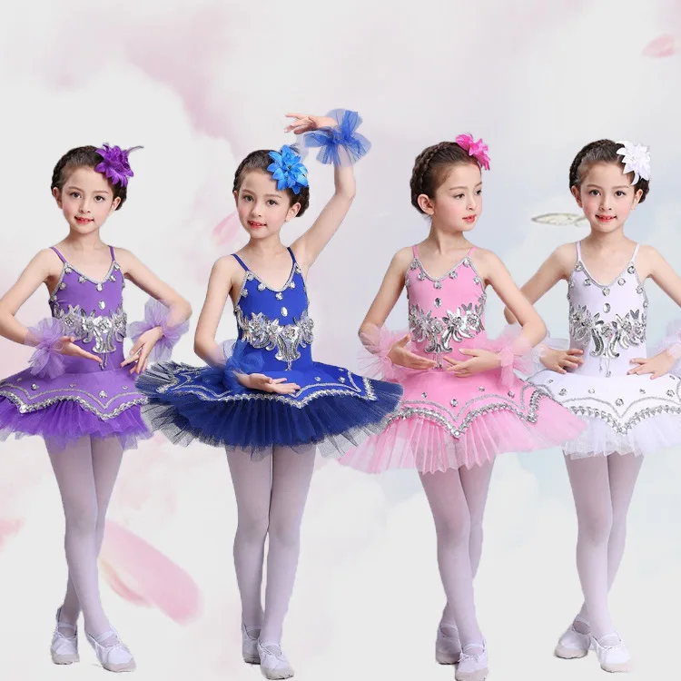 Disfraces de escenario Gor para niños, tutú de Ballet de bailarina púrpura para niños y niñas, trajes de baile con tutú de tortitas, vestidos de Ballet