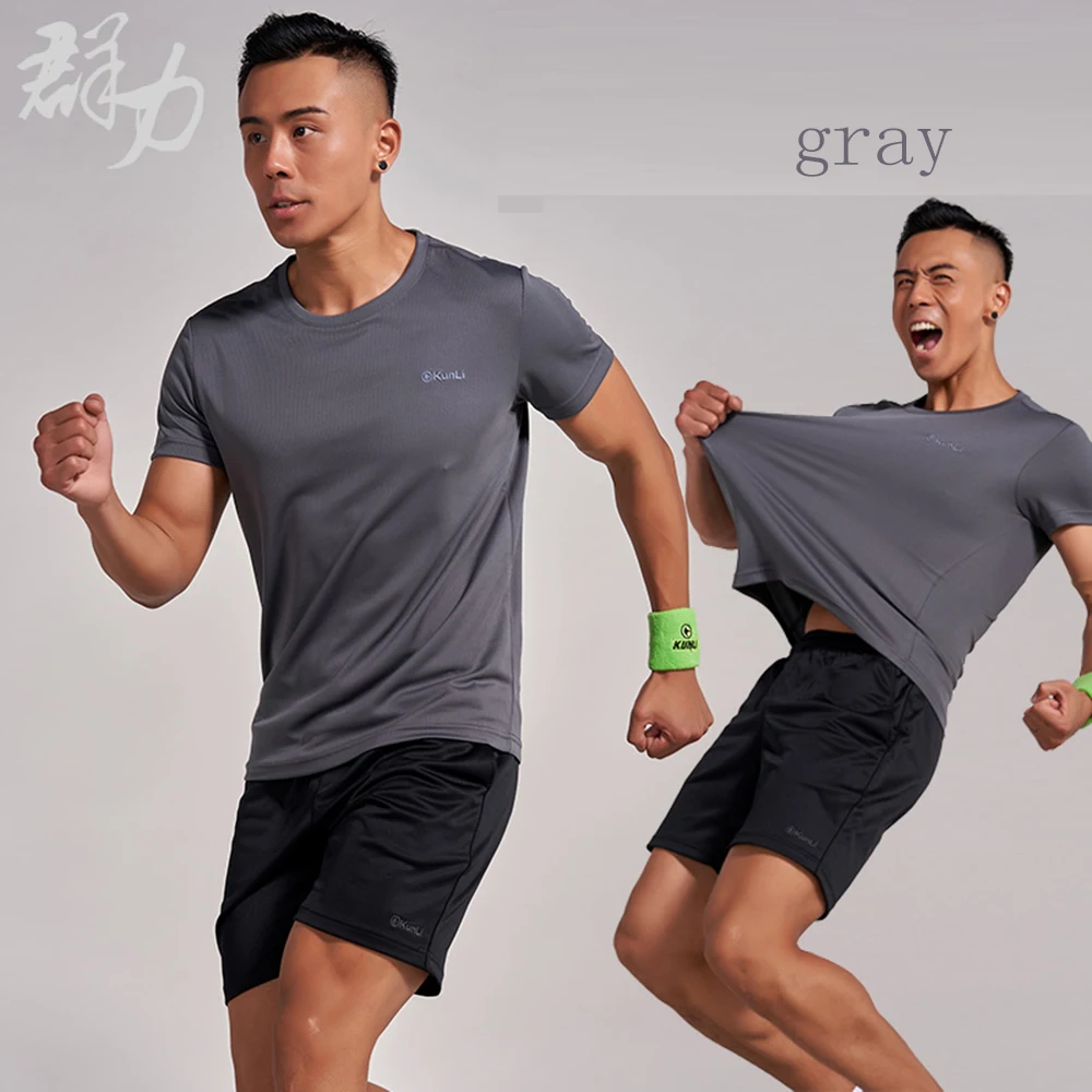 Kunli 2018 new men's tennis shirt outdoor sports O collar clothing running badminton clothing basketball short T-shirt shirt tee
