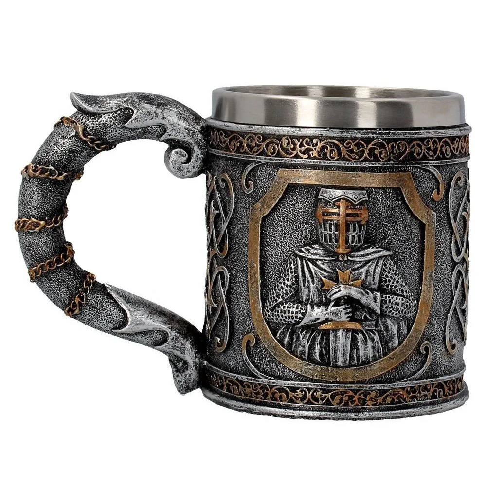 Newly Knight Skull Beer Mug Drinking Cup Stainless Steel Halloween Gift Goblet MK | Дом и сад