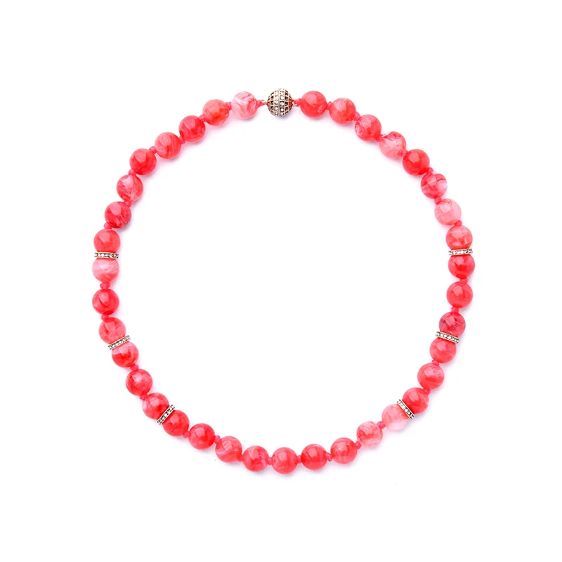 Оптовая цена 2017 красные акриловые бусы ожерелье Хрустальная Магнитная застежка
