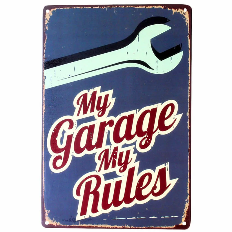 

My Garage Rules Tin Sign Wall Decor Metal Art Poster Craft Pub Home Decoration Wall Decals Metal Painting 20*30cm Mix Order A122