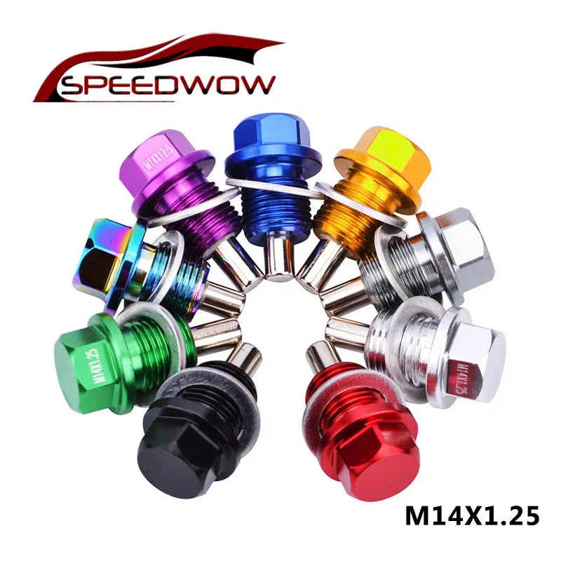 SPEEDWOW Алюминий M14 * 1 25 Магнитный масляный дренажный болт масляного поддона Пробка