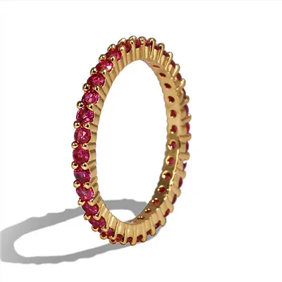 018-HP AOTEMAN красочные вечность Золотое кольцо 925 стерлингового серебра укладка радужные тесное кольцо Европейский нежный модные ювелирные изделия с фианитами - Цвет основного камня: 018-HP