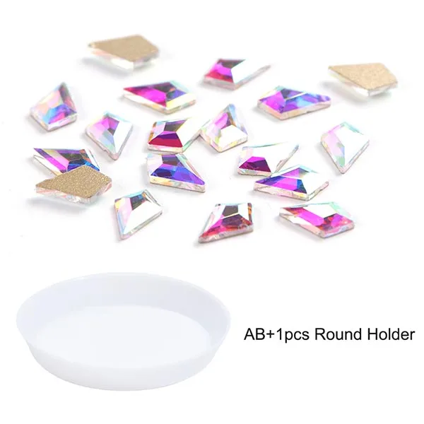 AB 1pcs round holder 10 шт. Стразы ab crystal Diamond золотые наклейки для ногтей-задняя блеск страз драгоценного камня украшения ваших ноготков, 3D Подвески Ювелирные изделия CH739-1 - Цвет: AB 1pcs round holder