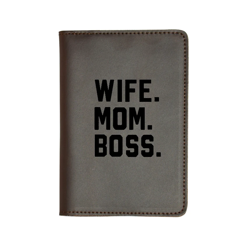 Кошелек с надписью для жены мамы босса паспорта винтажный кожаный простой