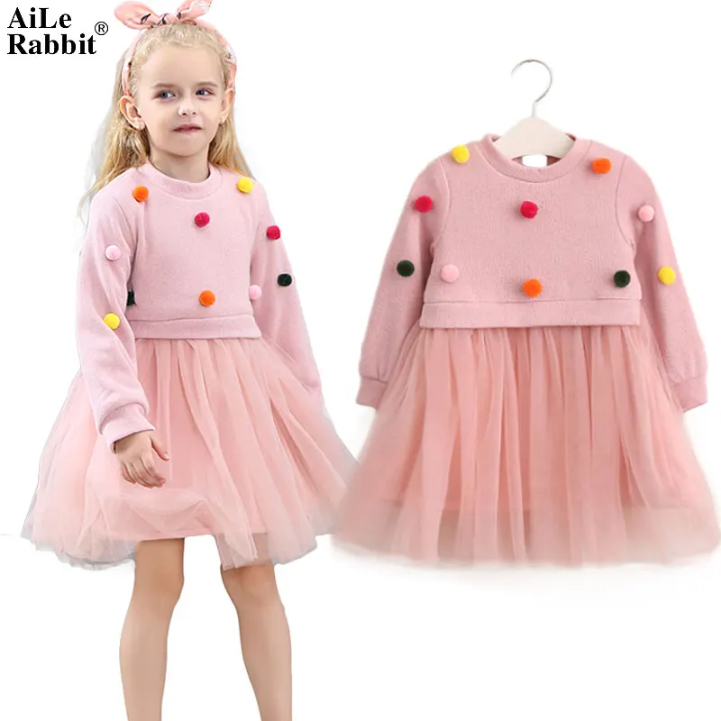 AiLe Rabbit/новое осеннее платье принцессы с длинными рукавами для девочек Яркое