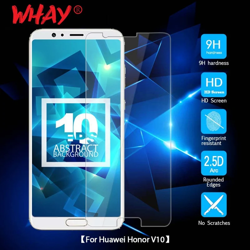 WHAY прозрачный защитный Стекло для huawei Honor V10 Экран протектор Закаленное стекло 2.5D