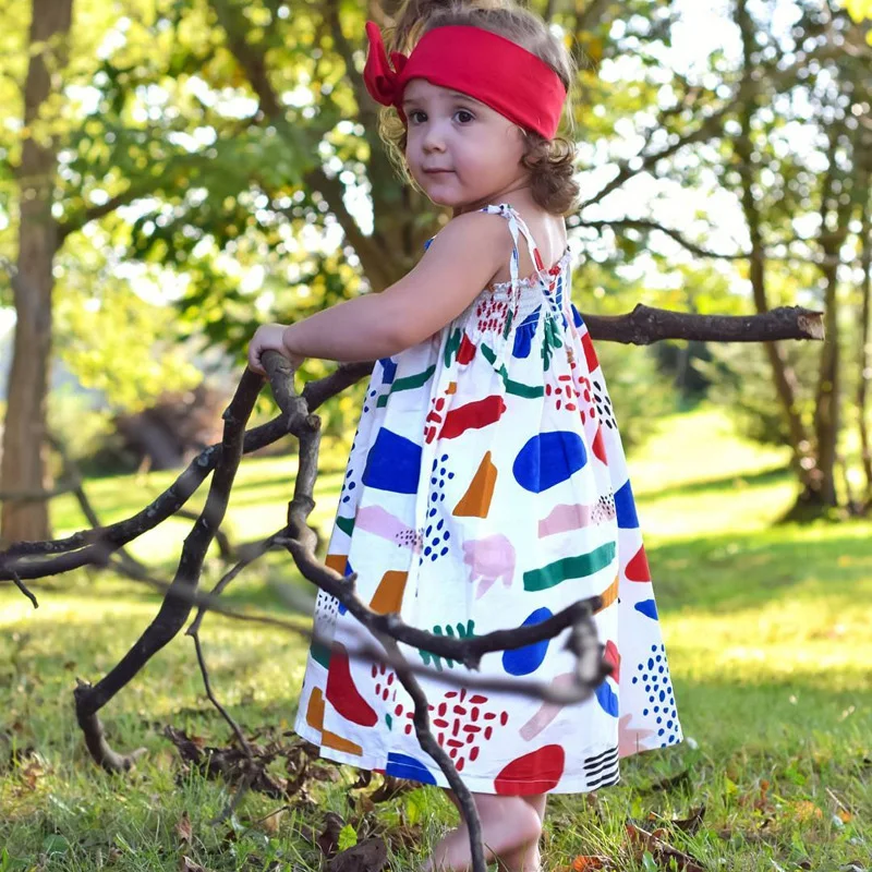Детские платья для Обувь девочек богемный Стиль без рукавов Цветочный красочная