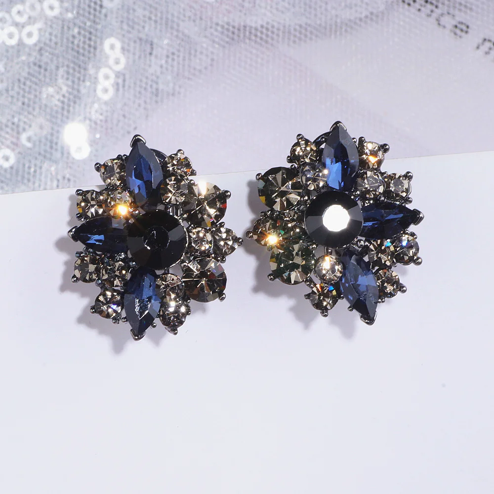 Женские серьги гвоздики с кристаллами Классические винтажные большие в богемном