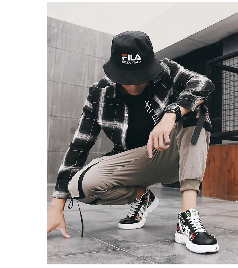 Moipheng New Graffiti Sneakers Autumn Winter High Top Lover Shoes PU Woman Sneakers White Shoes Plus Size Zapatos De Mujer