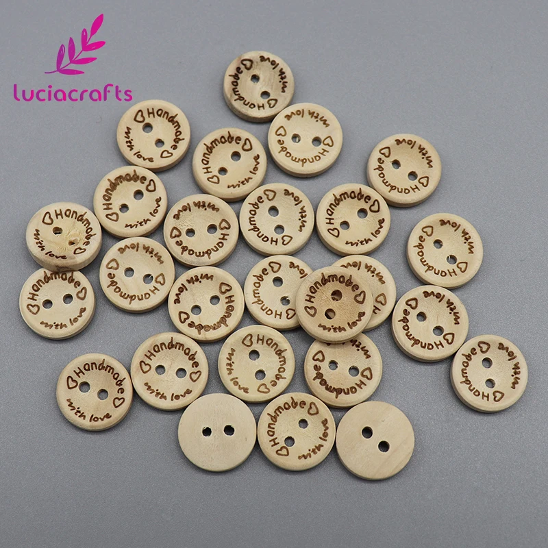 Lucia crafts 2 отверстия ручной работы с любовь круглые деревянные пуговицы скрапбук шитье DIY натуральная пуговица аксессуары для одежды E0110