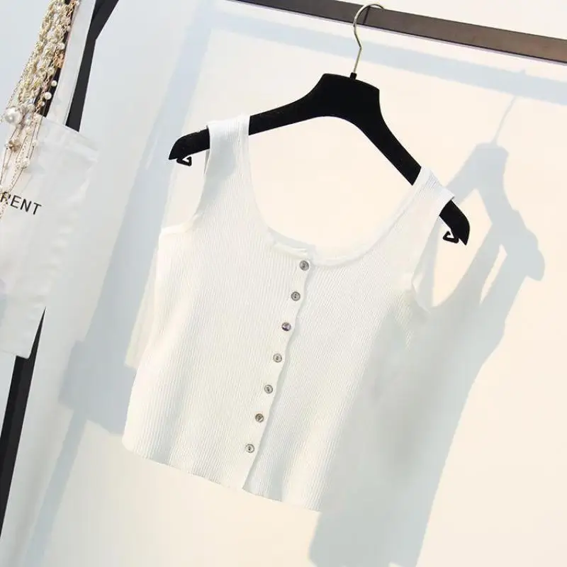 Женский трикотажный жилет летний укороченный пуловер без рукавов сексуальный