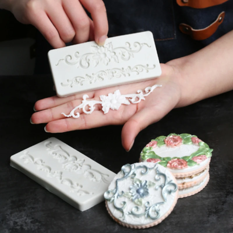 Рельефная форма с кружевным цветочным узором силиконовая инструмент для