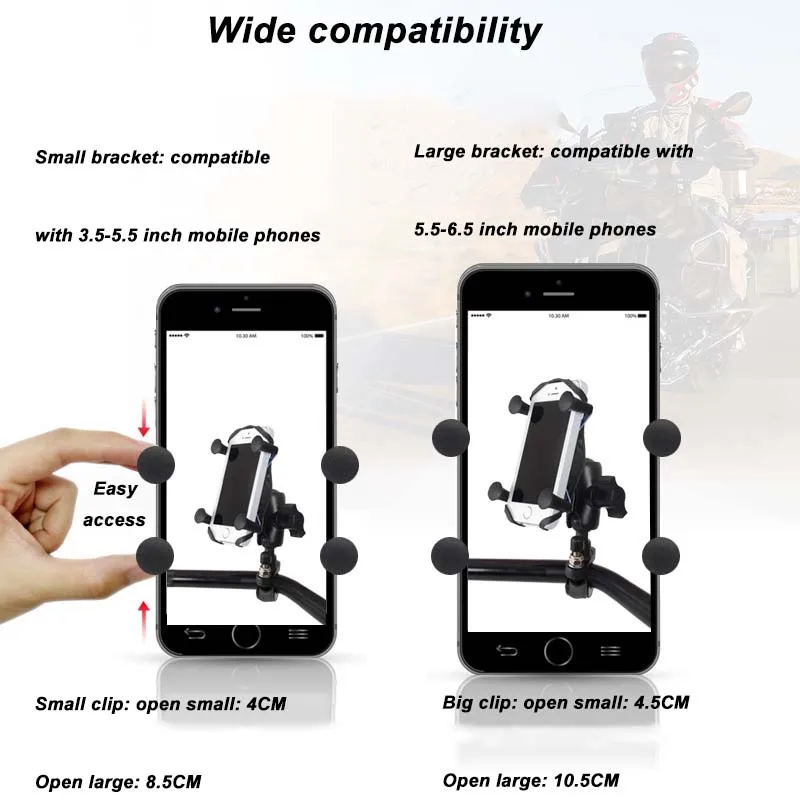 JINSERTA мотоциклетная вилка стержневой кронштейн+ двойная розетка+ X-Grip для Gopro держатель сотового телефона для iphone 7 6s смартфон для Ram