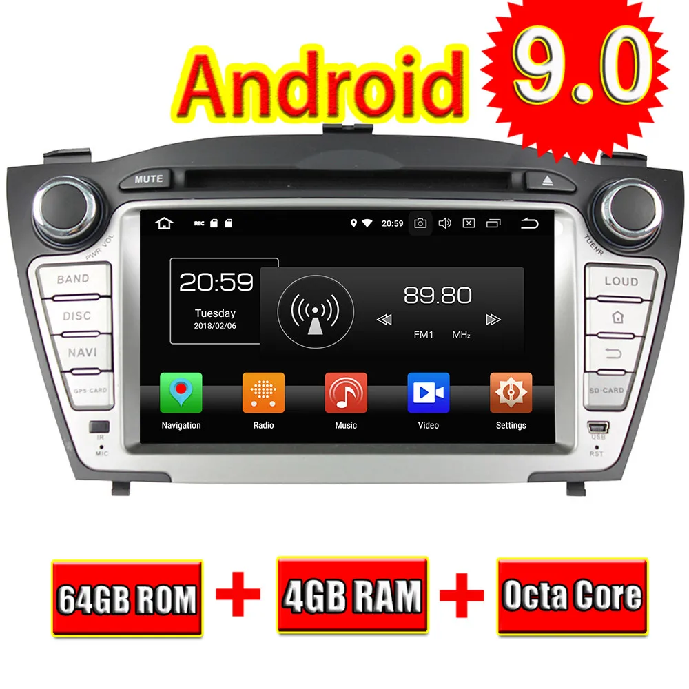 Topnavi Android 9 0 Автомобильный DVD Радио головка Unir плеер для Hyundai TUCSON IX35 2009 2010 2011 2012 GPS