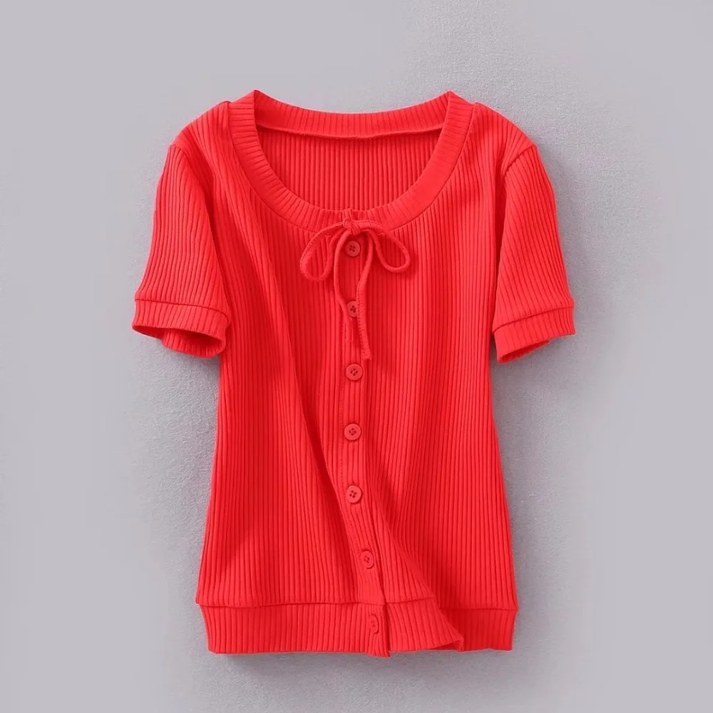 2018 Женская одежда с коротким рукавом и круглым вырезом Однотонная футболка