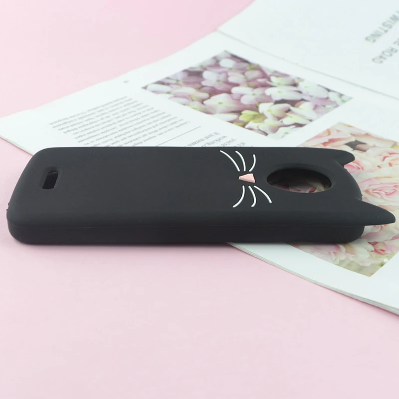 Милый 3D мультяшный силиконовый чехол для Motorola Moto C XT1750 4G чехол s Япония блестящая борода кошка кошечка с милыми ушками чехол для телефона C Plus